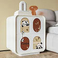 Middle Aged Cream Bedside Table Panda Bedside Table Simple White Bedside Table Children's Bedside Table Square Bedside Table 3d model