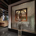 Elegant Modern Restaurant Interior With Wooden Counter Hanging Lamps Green Plants And Seating Areas