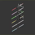 Weapons Collection Featuring Colorful Lightsabers And Blasters With Various Designs 3d model