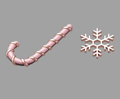 Modern crutch Christmas 3d model Modern crutch Christmas 3d model