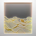 Modern Background Wall With Gray Surface And Gold Mountain Cloud Striped Art Design 3d model