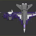Purple Robot Action Figure And Airplane Model With Mechanical Design Details