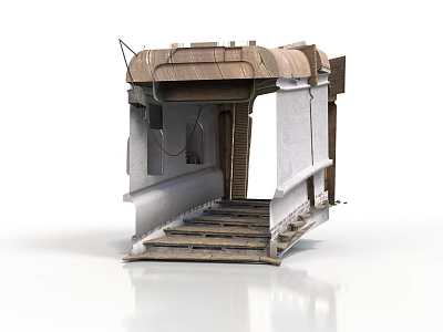 Architectural Scene Component With Wooden Roof Metal Frame And Staircase 3d model