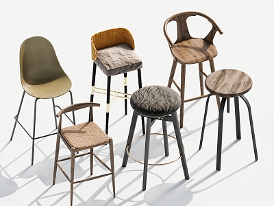 Modern Bar Chair Combination High Stool Bar Chair 3d model