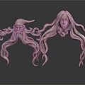 Silver Sculptures Of Bearded And Long Haired Fantasy Heads With Curled Metallic Details