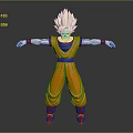 Game Anime Character 3D Model With Blonde Hair Orange Outfit And Blue Accessories Standing Pose