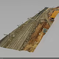 Active Railway Construction Site With Rail Tracks Dirt And Equipment 3d model