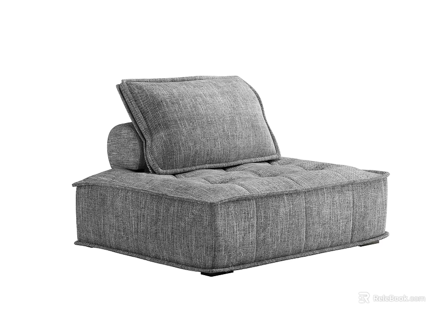 Modern Gray Fabric Lazy Sofa With Comfortable Cushion And Simple Design 3d model