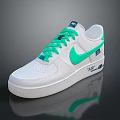 White Sneakers With Green Laces And Contrast Logo Design Details For Casual Wear