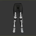 Game Movie Character Leg Armor With Black Leggings Silver Metallic Knee Guards And Boots