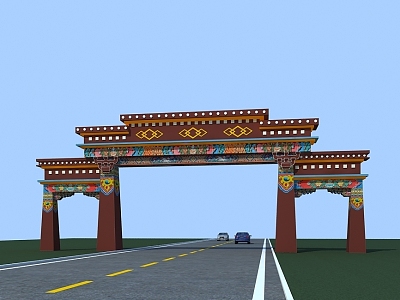 Tibetan gate archway 3d model