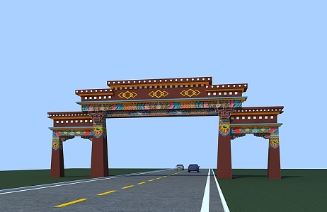 Tibetan gate archway 3d model