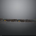 Detailed Train Model With Multiple Blue Yellow Gray Carriages And Shiny Surface Design