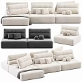 Modern Sectional Sofa Set With Neutral Upholstery Decorative Pillows And Modular Design 3d model