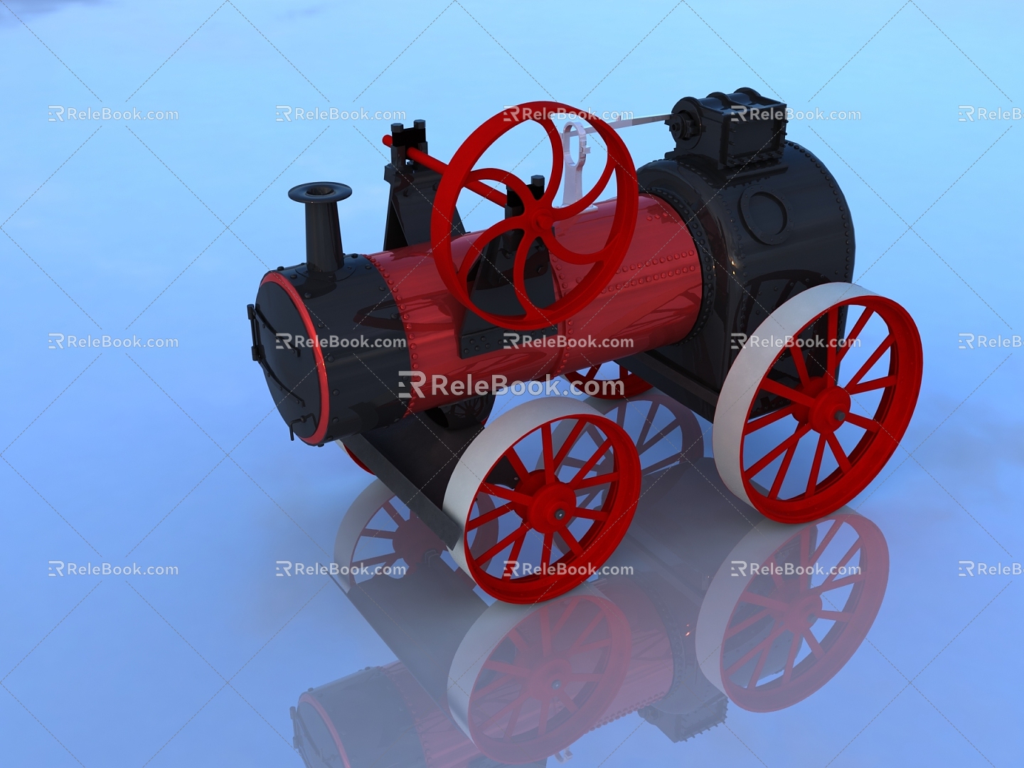 Retro train steam locomotive 3d model