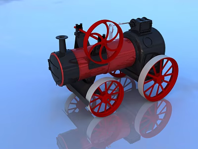 Vintage Steam Train Model With Red And Black Details 3d model