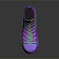 Colorful High-top Sneakers Featuring Spiral Pattern Purple Upper Green Sole And Yellow Lining