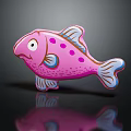 Pink Fish Shaped Plush Toy With Purple Spots Blue Fins And White Edges