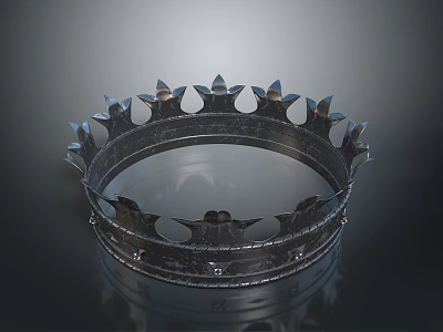 Crown Shaped Metal Home Decorative Accessory With Spiked Edges And Polished Surface 3d model