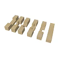Abstract Interconnected Wooden Blocks Forming Modern Geometric Sculpture on Circular Base