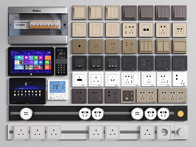 Modern Switch Panel Combination Socket Panel Mobile Rail Socket 3d model