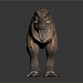 Tyrannosaurus Rex Dinosaur in Standing Pose With Open Mouth Sharp Teeth and Brown Orange Skin