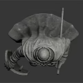Medieval Knight Stone Statue With Helmet Armor Shield Sword And Cloak