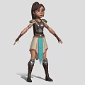 Female Warrior Character with Armor Skirt Leather Boots in Dynamic Pose 3D Design