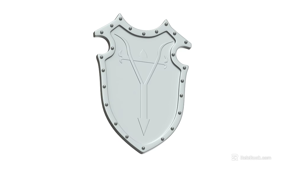 Medieval Battle Shield Made Of Metal With Riveted Border And Ornate Cross Pattern 3d model 