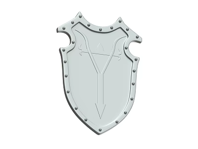 Medieval Battle Shield Made Of Metal With Riveted Border And Ornate Cross Pattern 3d model