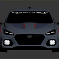 Blue Modified Car With Red Stripes Black Roof Spoiler And Alloy Wheels