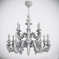 Black Classic Chandelier With Intricate Carvings And Multiple Candle Shaped Bulbs