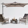 Outdoor Sofa Seating With Umbrella Fire Pit Table And Two Chairs 3d model