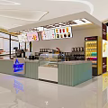 Modern Bubble Tea Shop Interior With Digital Menu Boards And Beverage Displays 3d model