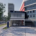 Dongguan Urban Service Station Exterior With Glass Facade And Two Story Structure