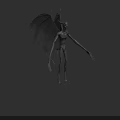 Mythical Demon Creature 3D Model With Bat Wings Horns Claws And Long Limbs