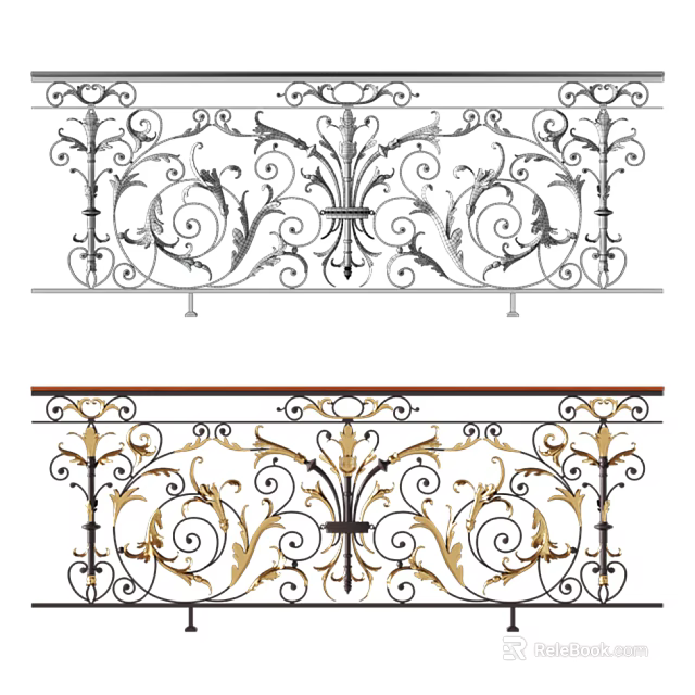 Ornate Wrought Iron Fences In Different Styles With Intricate Patterns 3d model 