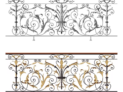 Ornate Wrought Iron Fences In Different Styles With Intricate Patterns 3d model