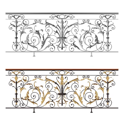 Ornate Wrought Iron Fences In Different Styles With Intricate Patterns 3d model