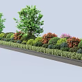 Colorful Bushes in Garden Landscape with Red Pink Green Foliage Neatly Arranged