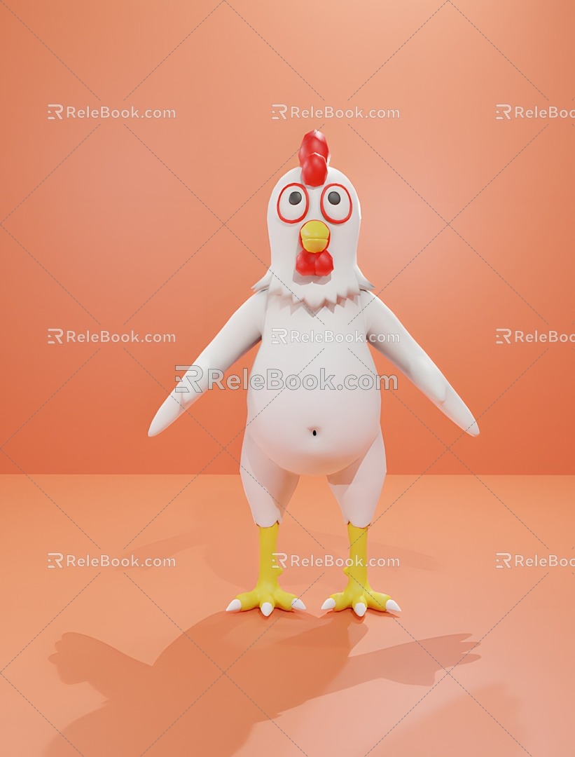 cartoon cock ip animal poultry pet 3d model