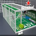Heineken Tennis Challenge Display With Court Net Racket And Player Setup Elements 3d model