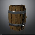Wooden Barrel Structure With Rustic Wooden Staves And Metal Hoops With Rivets