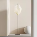 Modern Floor Lamp With Leaf Shaped White Shade Black Stand Light Wall And Decorative Sphere