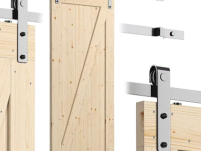 Wooden Hinged Door With Modern Hardware And Natural Wood Finish For Home Interior 3d model
