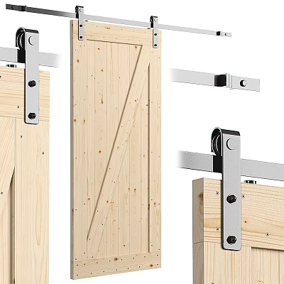 Wooden Hinged Door With Modern Hardware And Natural Wood Finish For Home Interior 3d model