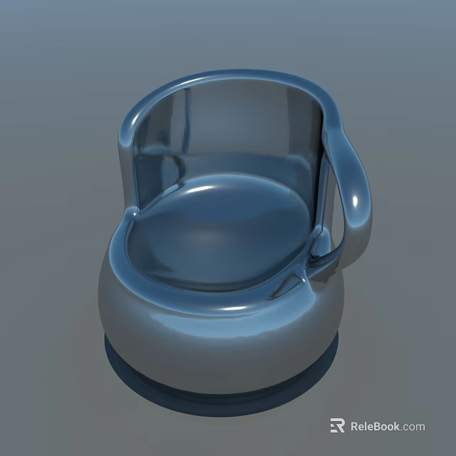 Modern Sleek Single Chair Design With Curved Armrests And Round Metallic Base 3d model 