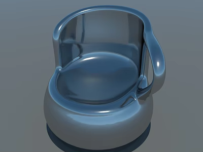 Modern Sleek Single Chair Design With Curved Armrests And Round Metallic Base 3d model