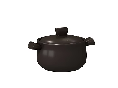 Black Cooking Pot With Lid And Two Handles Kitchen Appliance For Home Cooking 3d model