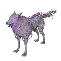 Fantasy Wolf Creature With Purple Blue Tangled Fur And Mythical Features